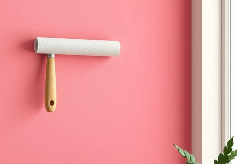 Pose de papier peint, rouleau et brosse à maroufler